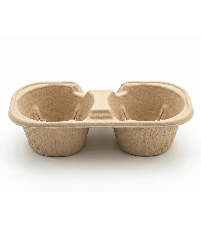 [30.01.002.0600] Porte-Gobelets 2 Trous en Cellulose Moulée (Carton de 600 pcs)