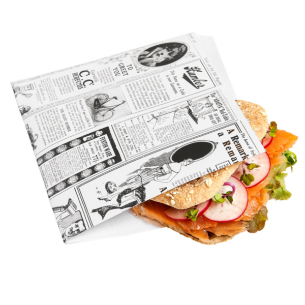 [60.01.016.1000] Sachet Hamburger Antigraisse Imprimé - 16x16 cm (Paquet de 1000 pcs)