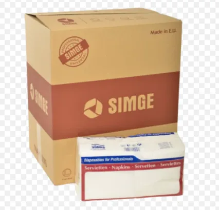 [20.10.033.1800] Serviettes en Papier "SIMGE" 1 Pli - 33x33 cm Blanc (Carton de 1800 pcs)