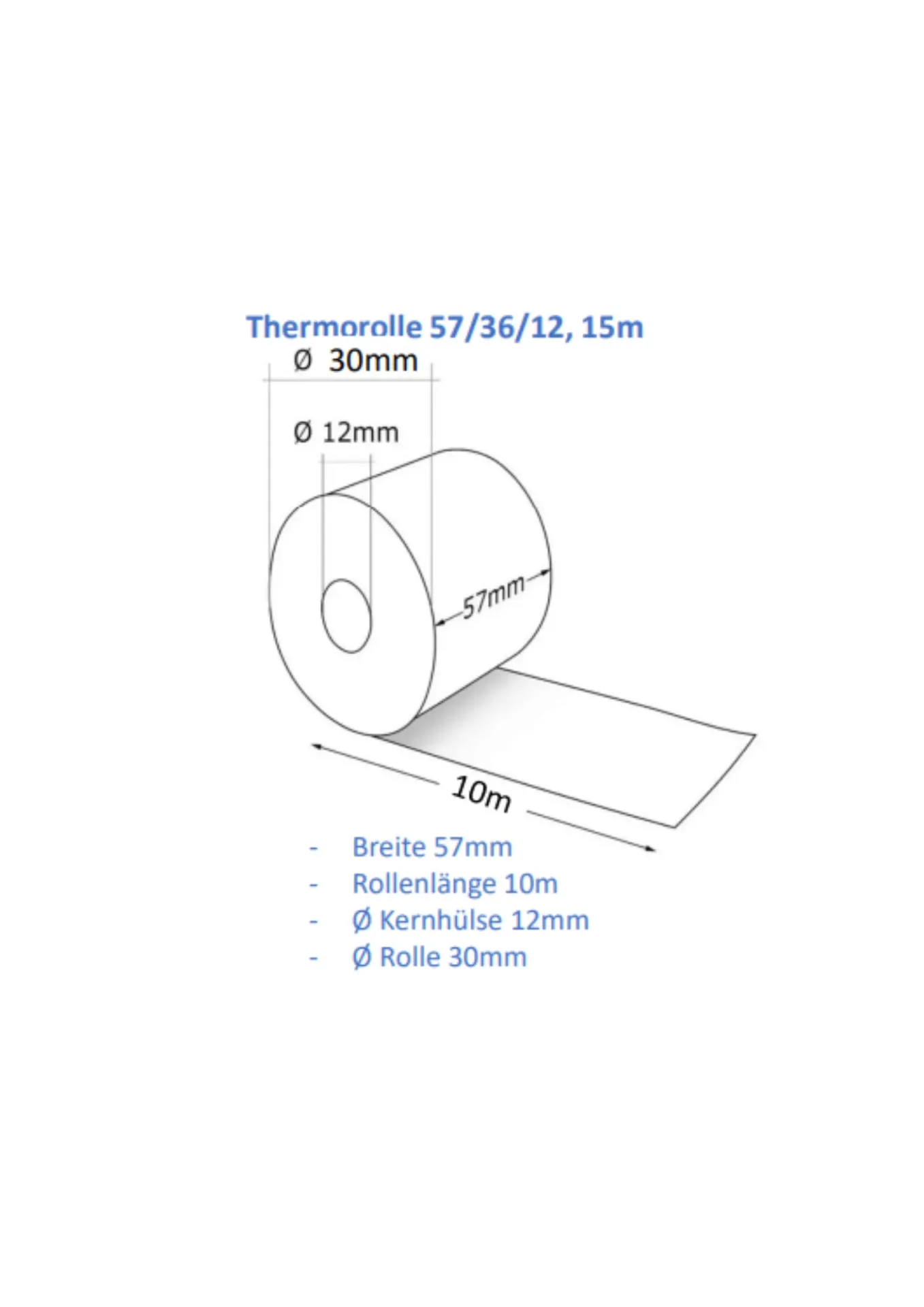 Bobines thermiques 57x30x12 mm-10m, Carton de 50 rouleaux