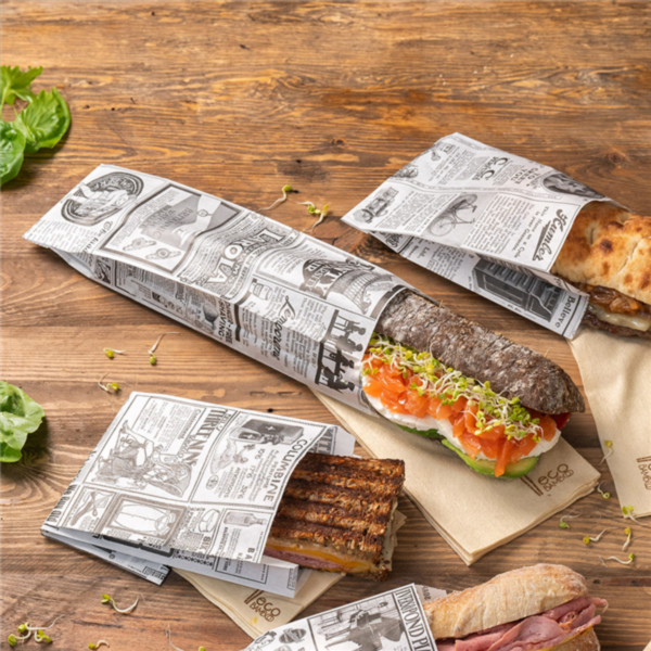 [60.01.009.1000] Sachet Sandwich Demi-Baguette Imprimé - 9+4x30 cm (Carton de 1000 pcs)