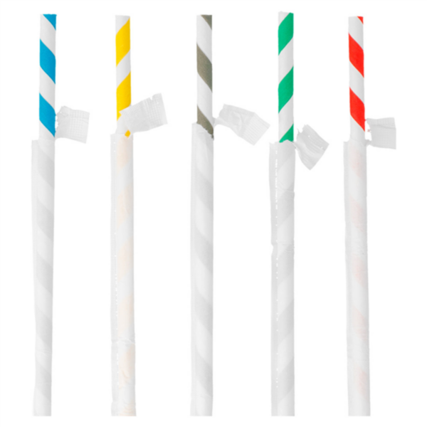 [30.01.020.3000] Pailles en Papier Droites (Sous Sachets) - 20 cm Assorti (Carton de 3000 pcs)