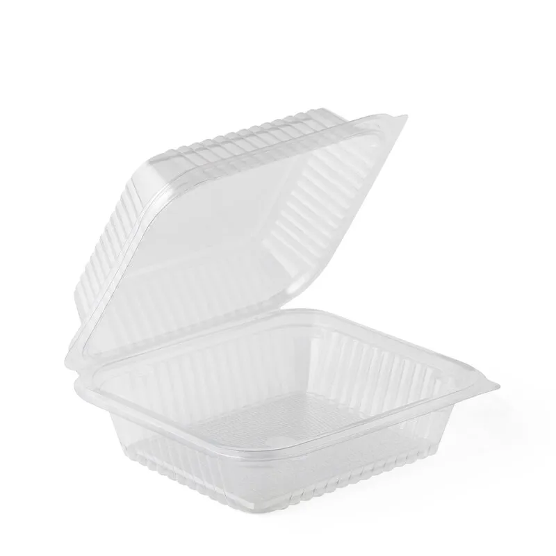 [50.04.019.0200] Boîte Salade Charnière PET - 19,5x22 cm (Carton de 200 pcs)