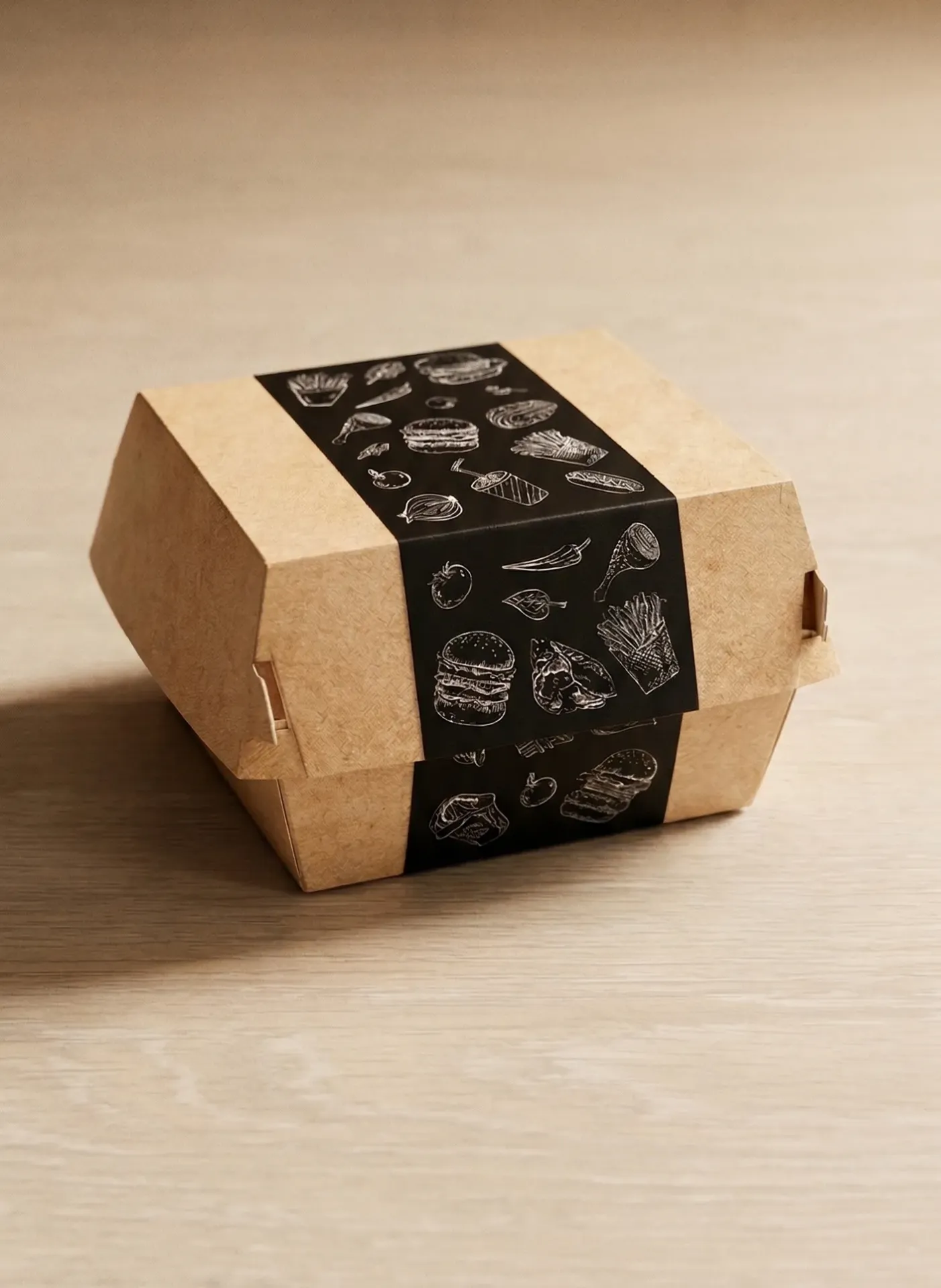 [50.01.011.0400] Boîte à Hamburger 'Snack Time' Carton - 11,5x11 cm (Boîte de 400 pcs)