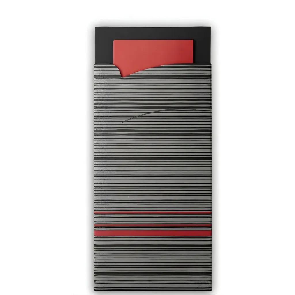 Pochettes à Couverts Noir/Rouge avec Serviette Rouge (Carton de 500 pcs)