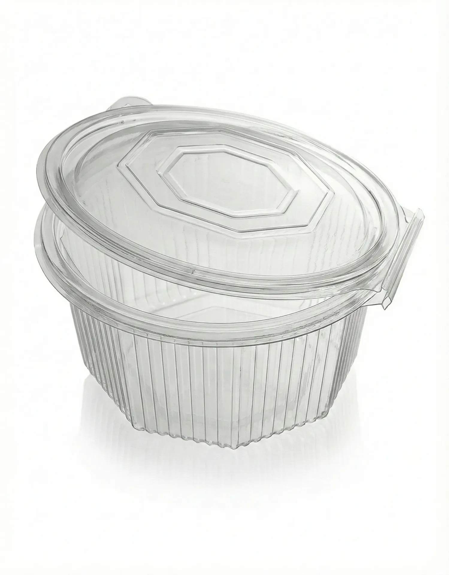 [50.04.037.0500] Boîte à Salade PET à Charnière - 375 ml (Carton de 500 pcs)