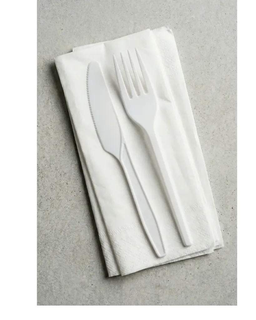 [30.03.000.0250] Kit couverts plastique réutilisable (Lavable), 3 en 1, Carton de 250 sets